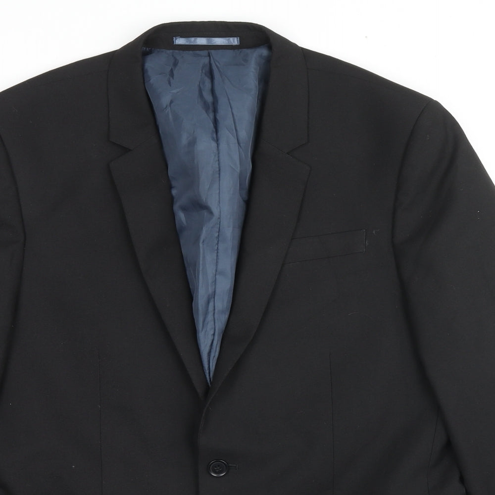Mens UK Size 42 River Island Regular Black Suit Jacket