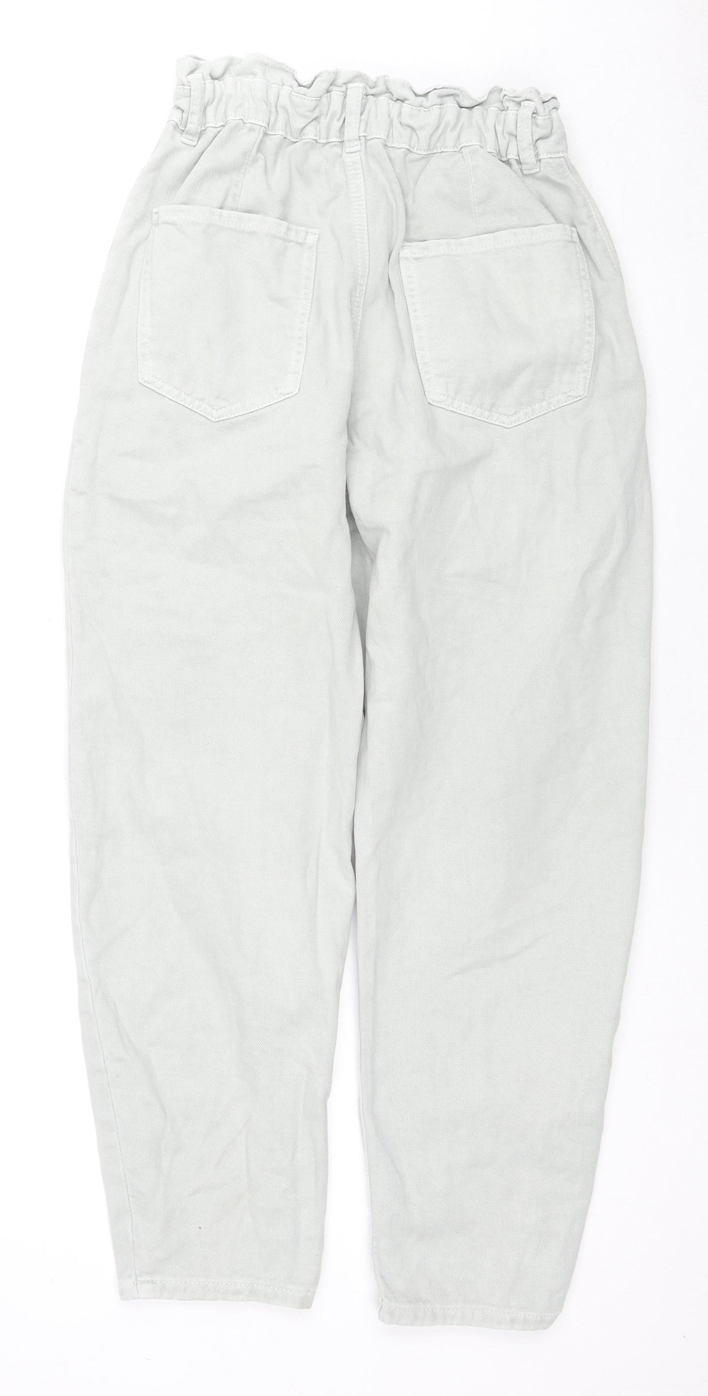 Zara Womens Grey Cotton Tapered Jeans Size 8 L25 in Regular Zip