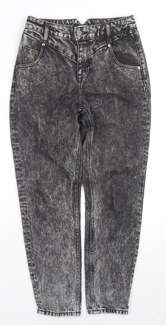 River Island Womens Grey Cotton Tapered Jeans Size 8 L27 in Regular Zip