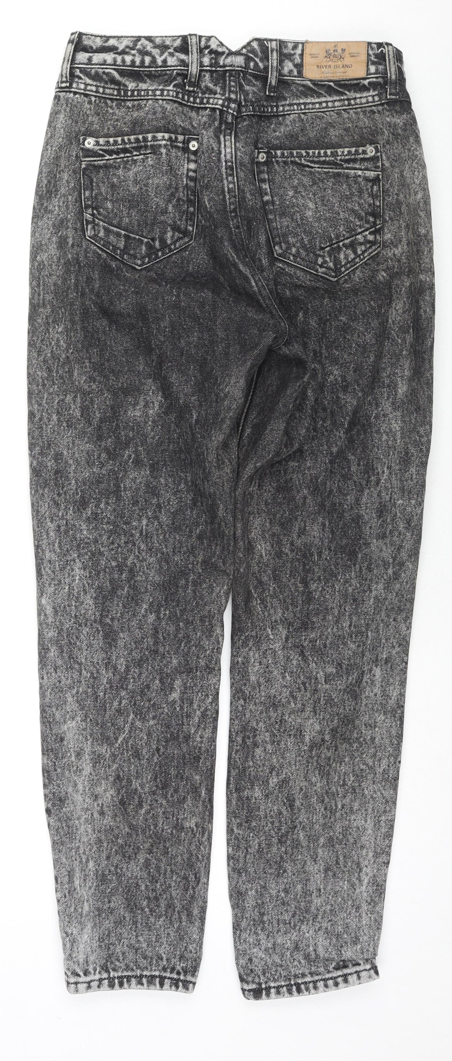 River Island Womens Grey Cotton Tapered Jeans Size 8 L27 in Regular Zip