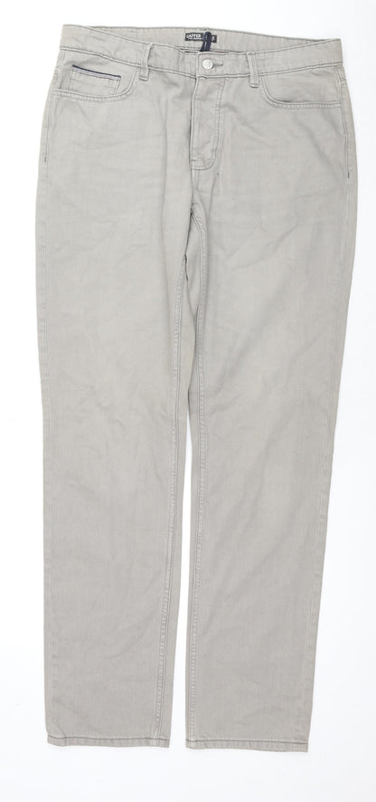 Gaffer Jeans Mens Beige Cotton Straight Jeans Size 34 in L34 in Regular Zip