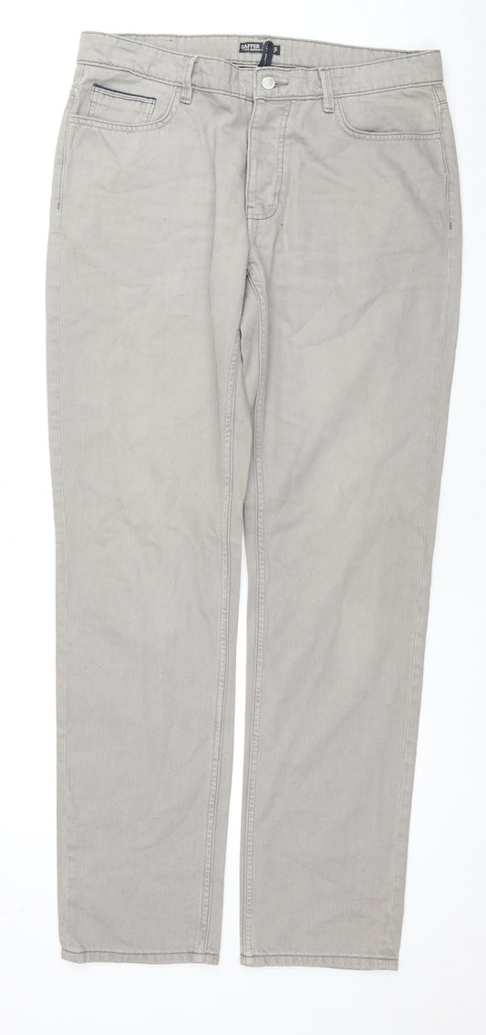 Gaffer Jeans Mens Beige Cotton Straight Jeans Size 34 in L34 in Regular Zip