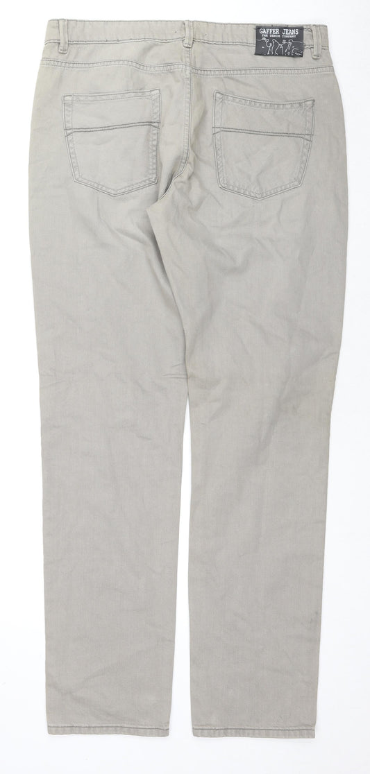 Gaffer Jeans Mens Beige Cotton Straight Jeans Size 34 in L34 in Regular Zip
