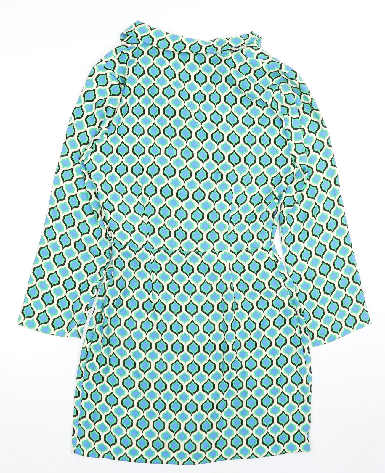 Zara Womens Multicoloured Geometric Polyester Mini Size S V-Neck Zip