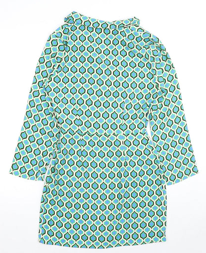 Zara Womens Multicoloured Geometric Polyester Mini Size S V-Neck Zip