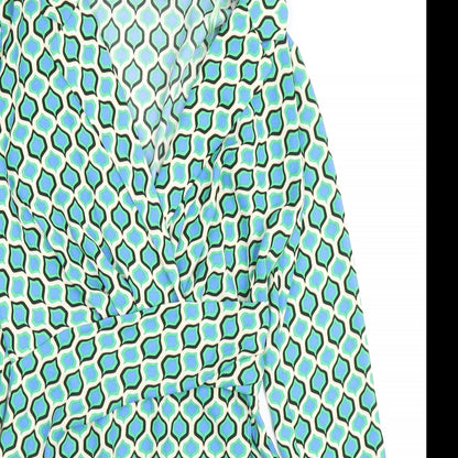 Zara Womens Multicoloured Geometric Polyester Mini Size S V-Neck Zip