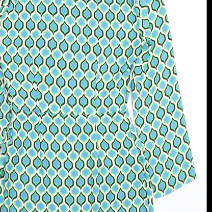 Zara Womens Multicoloured Geometric Polyester Mini Size S V-Neck Zip