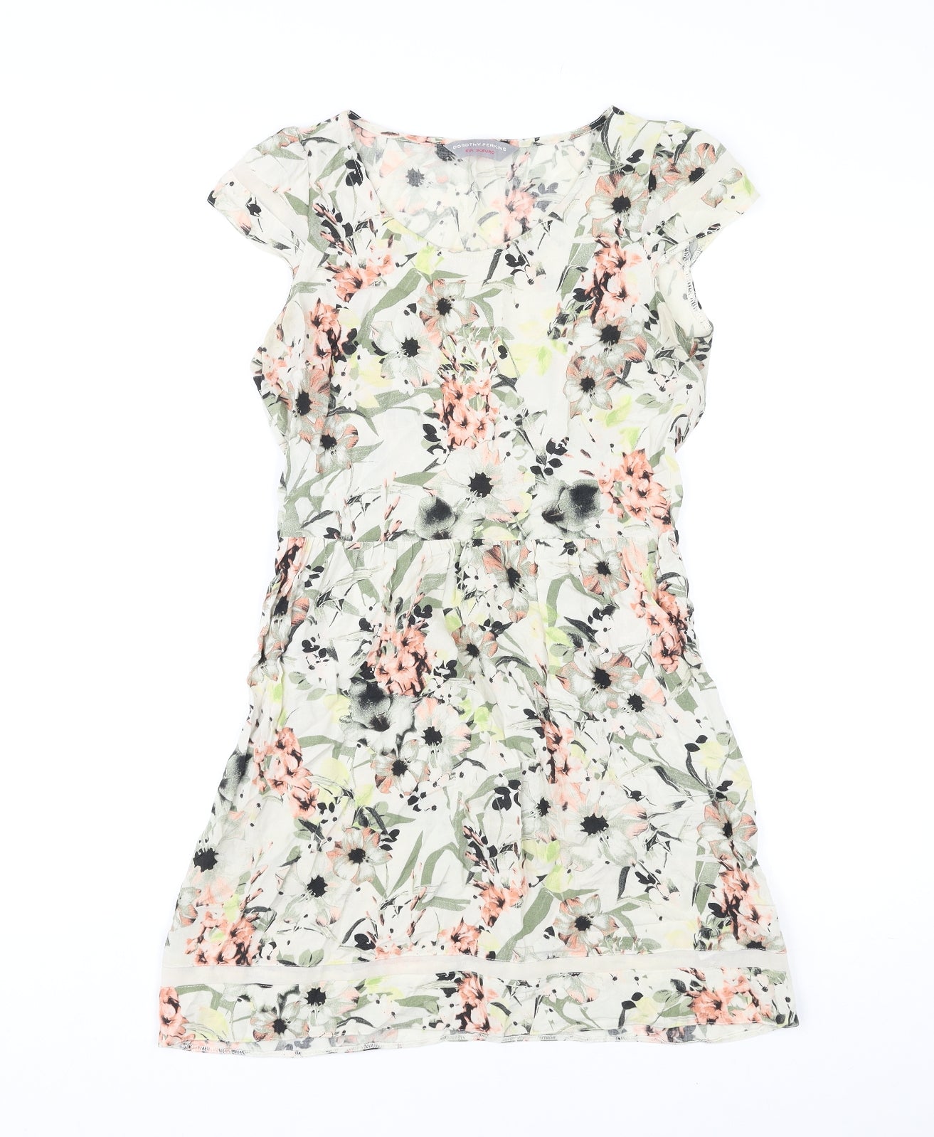 Dorothy Perkins Womens Multicoloured Floral Viscose Fit & Flare Size 6 Boat Neck Pullover