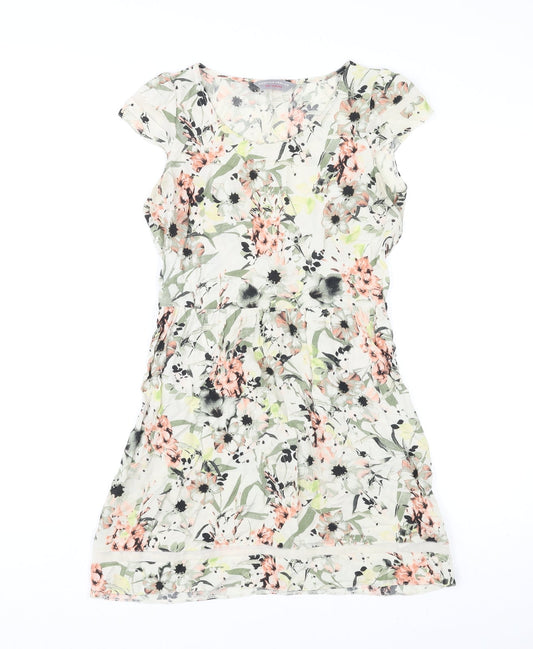 Dorothy Perkins Womens Multicoloured Floral Viscose Fit & Flare Size 6 Boat Neck Pullover