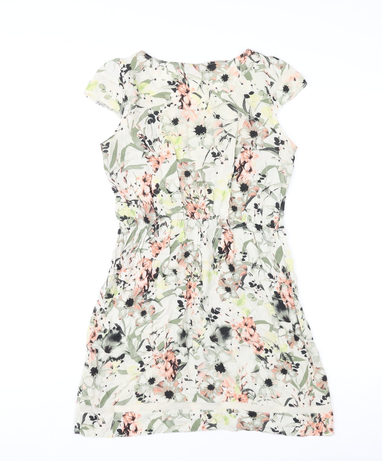 Dorothy Perkins Womens Multicoloured Floral Viscose Fit & Flare Size 6 Boat Neck Pullover