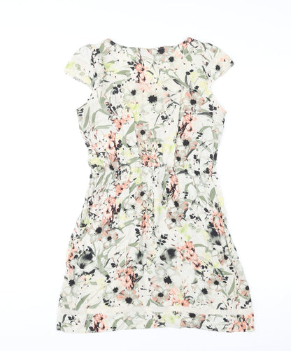 Dorothy Perkins Womens Multicoloured Floral Viscose Fit & Flare Size 6 Boat Neck Pullover