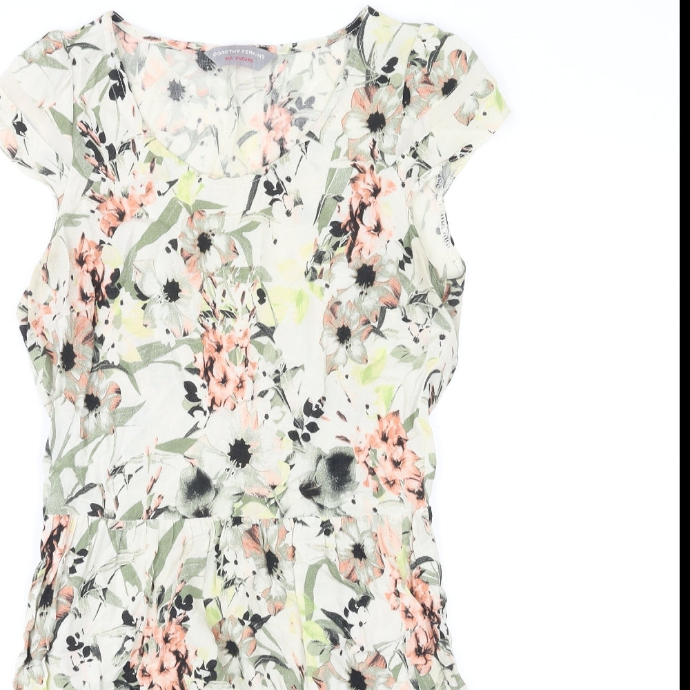 Dorothy Perkins Womens Multicoloured Floral Viscose Fit & Flare Size 6 Boat Neck Pullover