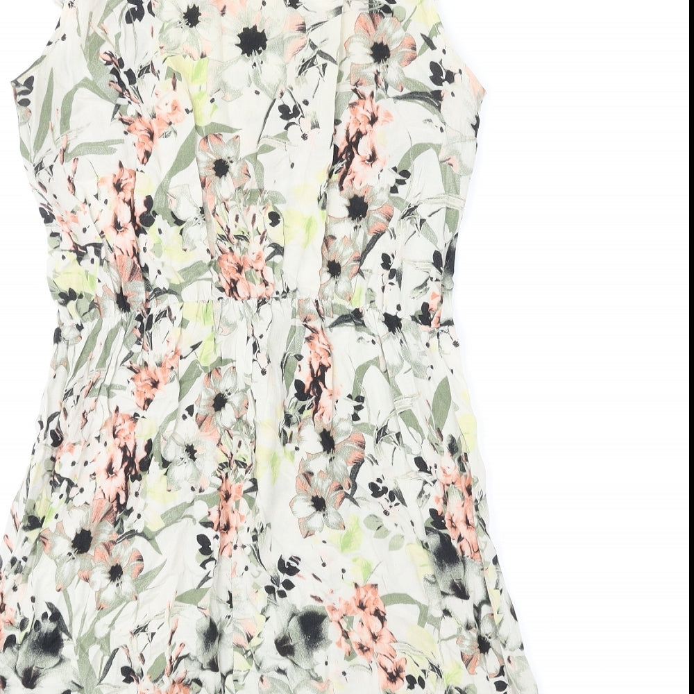 Dorothy Perkins Womens Multicoloured Floral Viscose Fit & Flare Size 6 Boat Neck Pullover