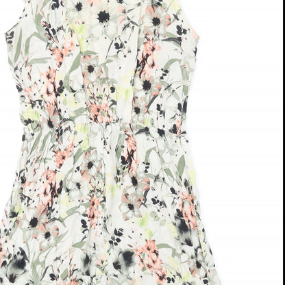 Dorothy Perkins Womens Multicoloured Floral Viscose Fit & Flare Size 6 Boat Neck Pullover