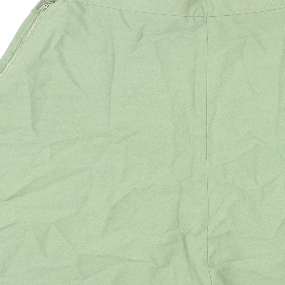 Matthew Royce Womens Green Polyester Skater Skirt Size 16 Zip
