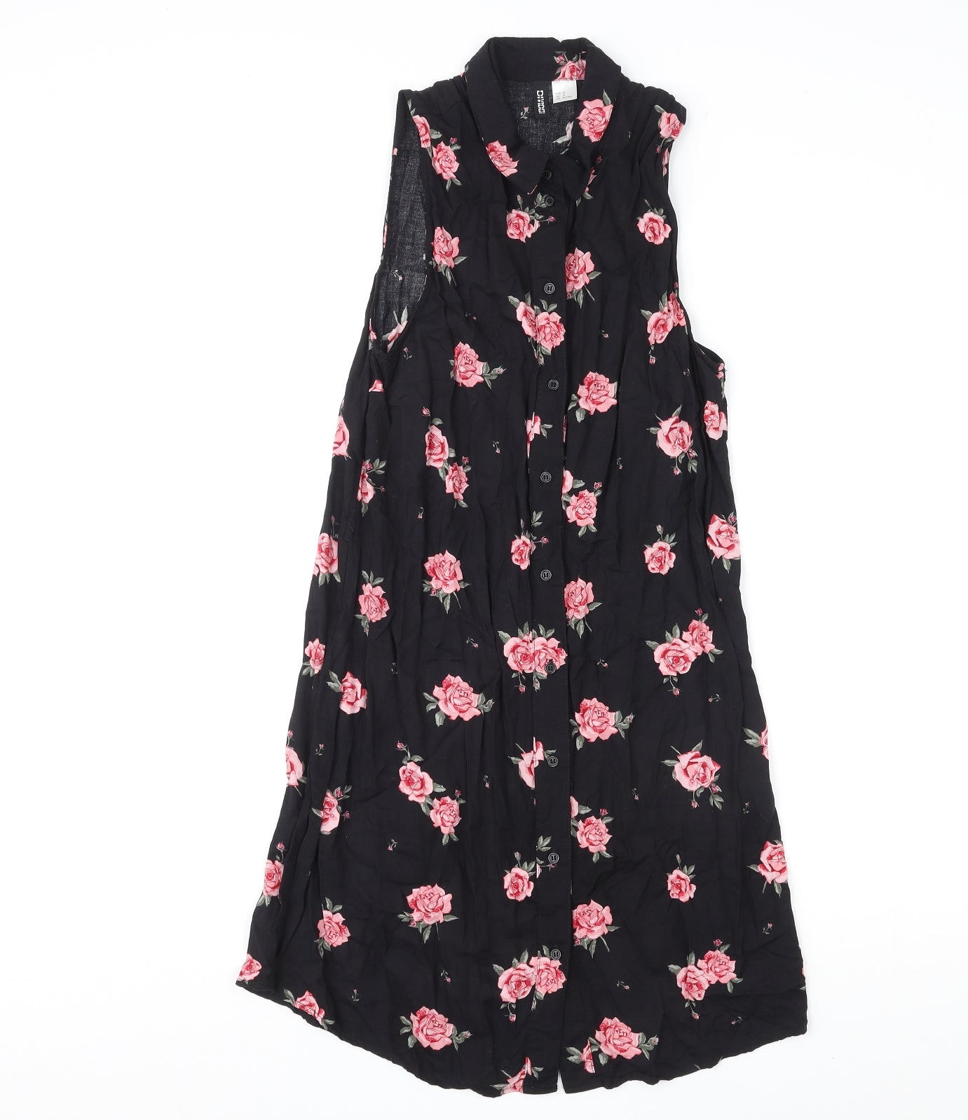 Divided by H&M Womens Multicoloured Floral Viscose Shirt Dress Size 10 Collared Button