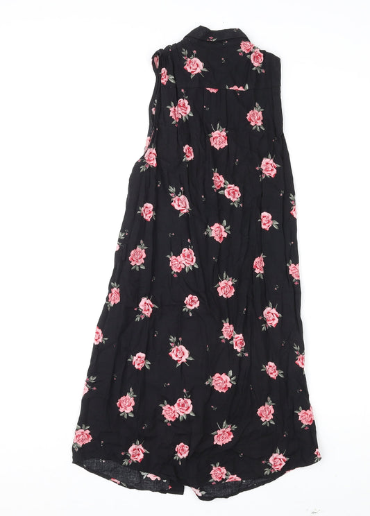 Divided by H&M Womens Multicoloured Floral Viscose Shirt Dress Size 10 Collared Button
