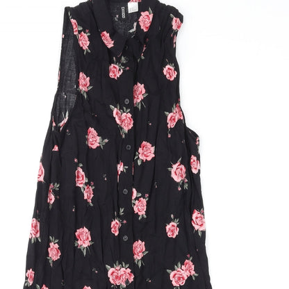 Divided by H&M Womens Multicoloured Floral Viscose Shirt Dress Size 10 Collared Button