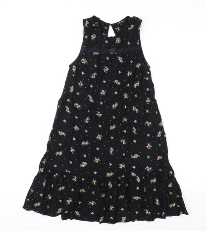 River Island Womens Multicoloured Floral Viscose Skater Dress Size 6 Round Neck Pullover