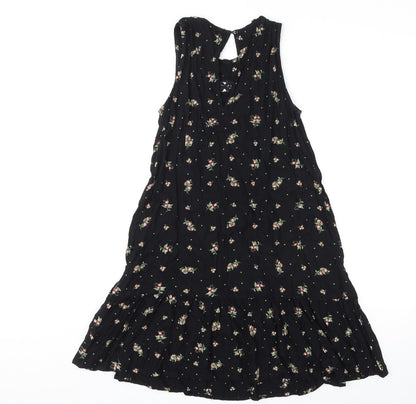 River Island Womens Multicoloured Floral Viscose Skater Dress Size 6 Round Neck Pullover
