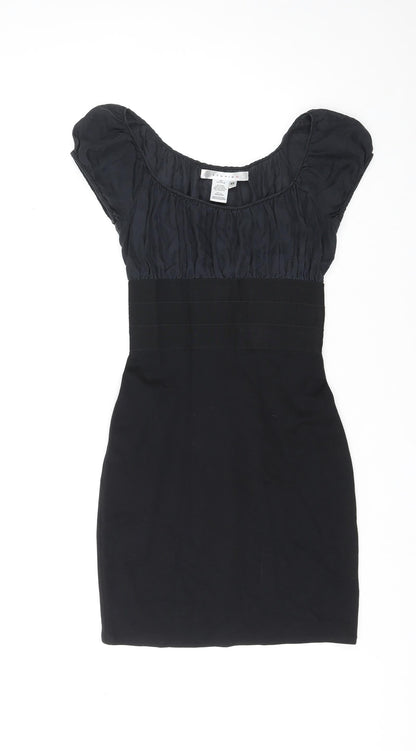 Studio M Womens Black Silk Mini Size XS Round Neck Pullover