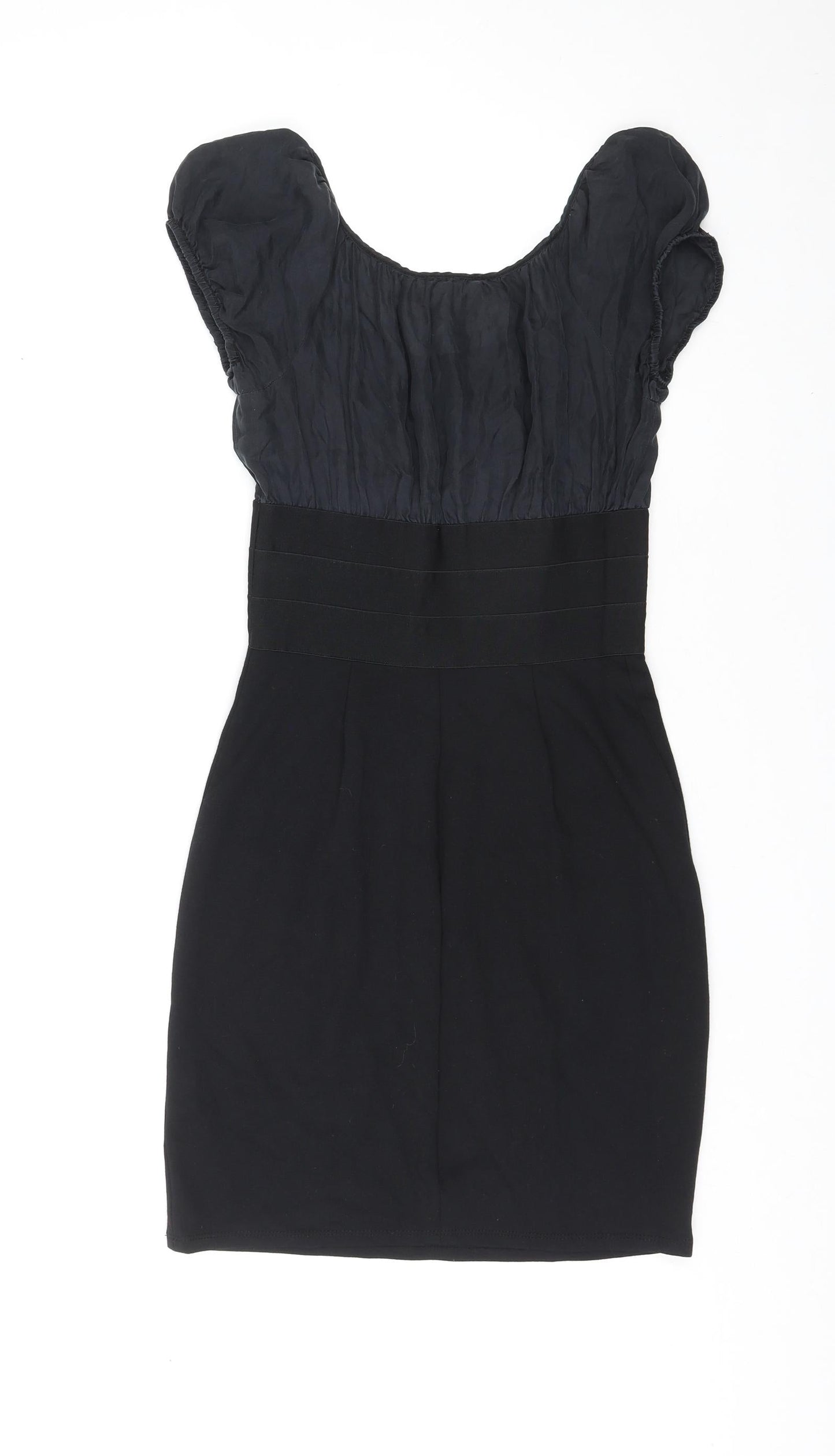 Studio M Womens Black Silk Mini Size XS Round Neck Pullover