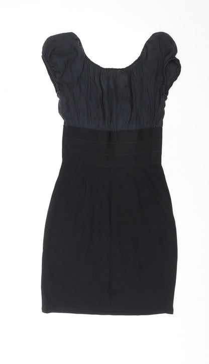 Studio M Womens Black Silk Mini Size XS Round Neck Pullover