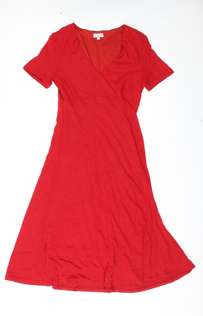 CC Womens Red Viscose A-Line Size S V-Neck Pullover