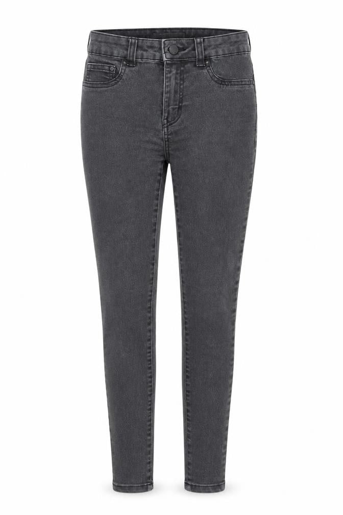 Front view of Denim & Co. women’s black cotton skinny jeans, size UK 4, 28-inch leg regular zip - waist 21-inch
