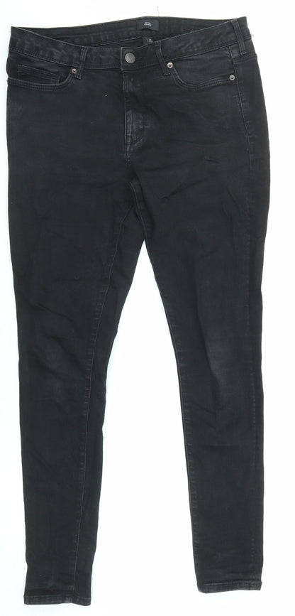 Mens UK Size 32 in River Island Regular Fit Skinny Black Jeans