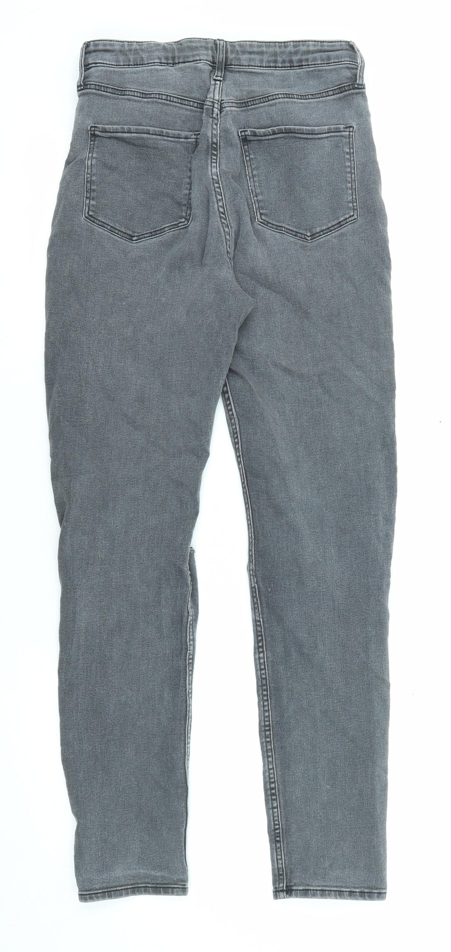 H&M Girls Grey Cotton Skinny Jeans Size 12-13 Years L26 in Regular Zip - Distressed