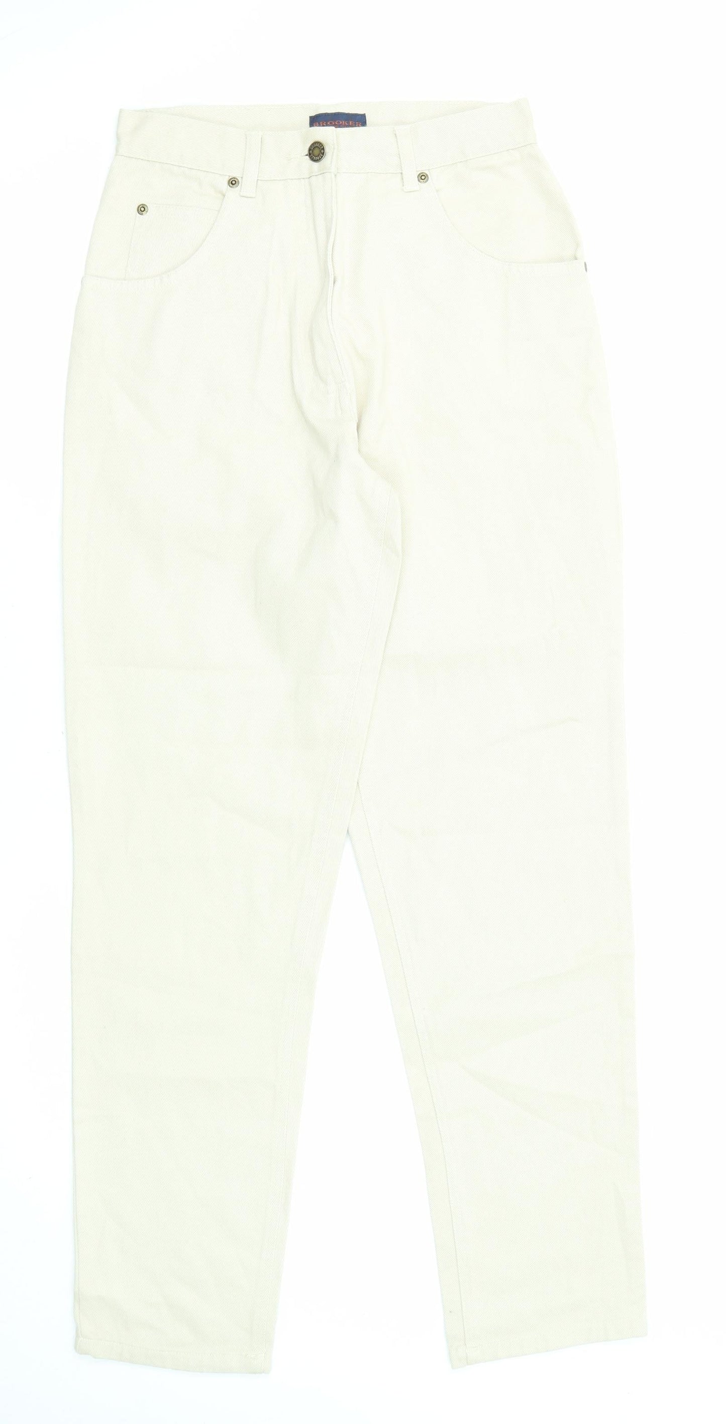 Brooker Girls Beige Cotton Straight Jeans Size 16 Years L29 in Regular Zip