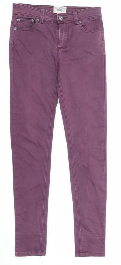 Bellfield Womens Purple Cotton Skinny Jeans Size 8 L29 in Regular Zip