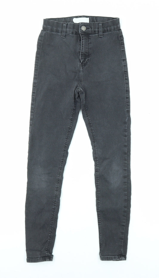 Topshop Womens Grey Cotton Skinny Jeans Size 25 in L28 in Regular Zip
