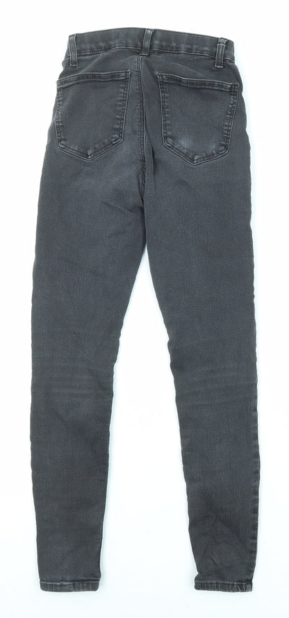 Topshop Womens Grey Cotton Skinny Jeans Size 25 in L28 in Regular Zip