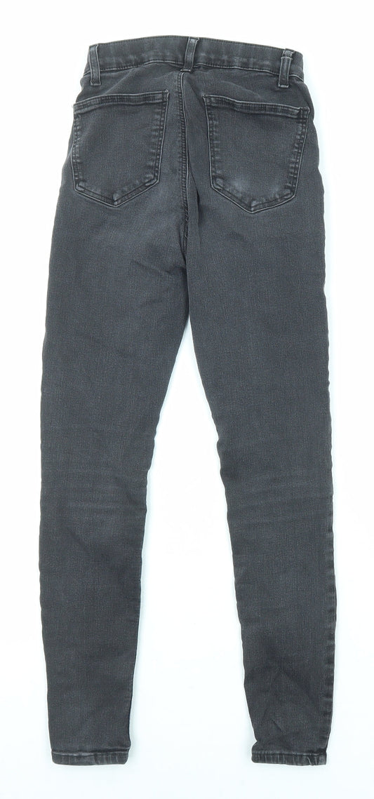 Topshop Womens Grey Cotton Skinny Jeans Size 25 in L28 in Regular Zip