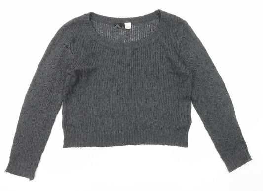 Divided by H&M Womens Grey Round Neck Acrylic Pullover Jumper Size 6