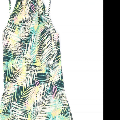 Topshop Womens Green Geometric Viscose A-Line Size 6 Round Neck Pullover