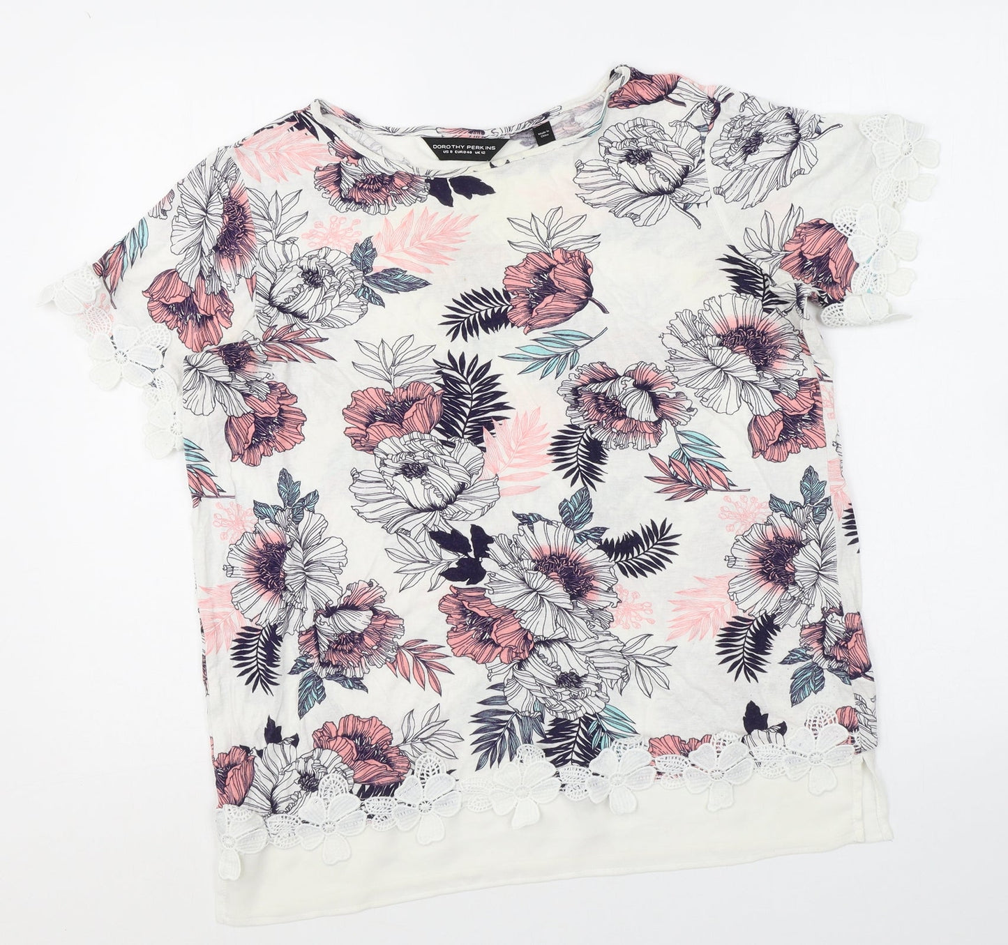 Womens UK Size 12 Dorothy Perkins White Basic Blouse