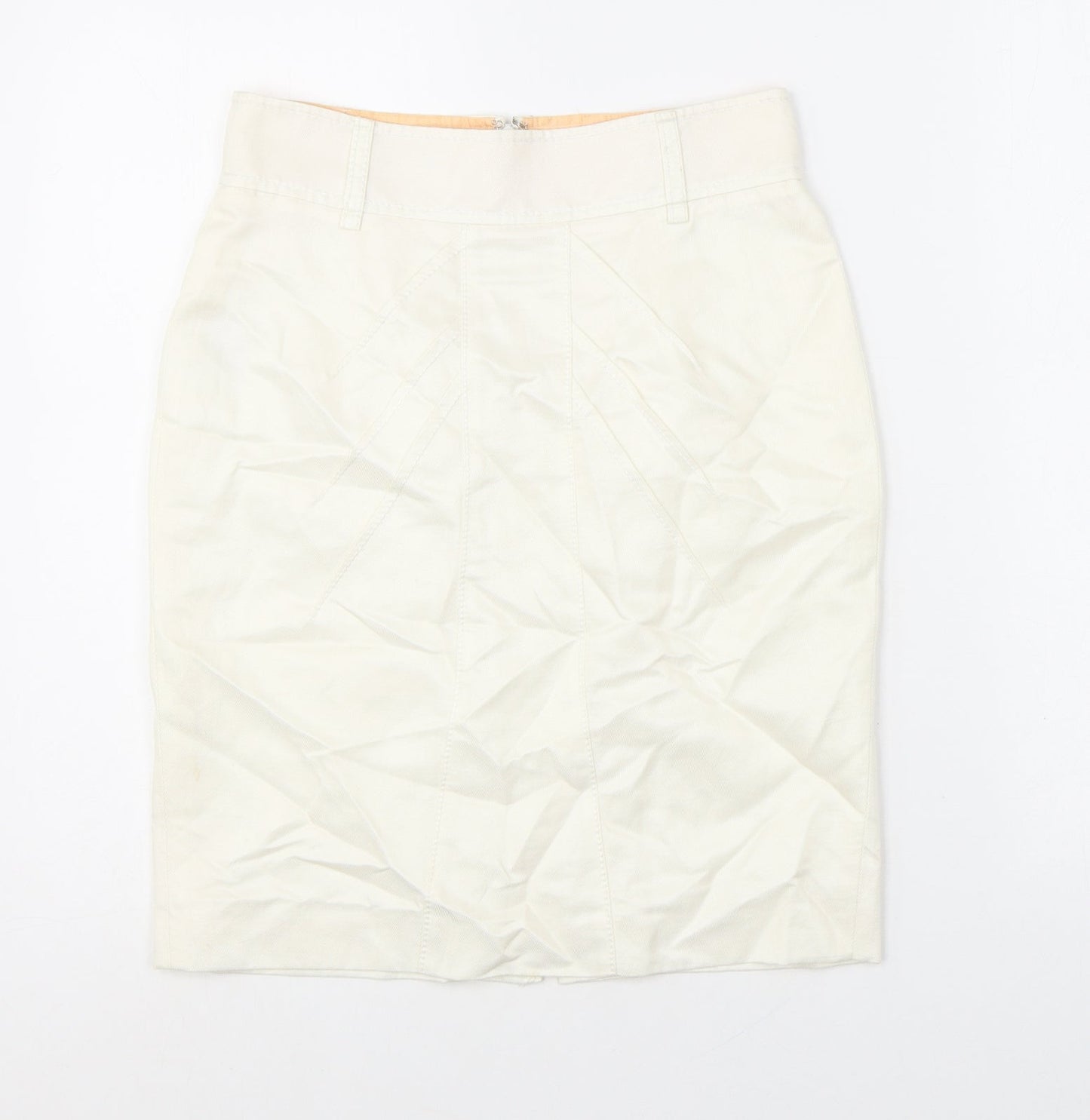 Jesire Womens White Linen Straight & Pencil Skirt Size 4 Zip