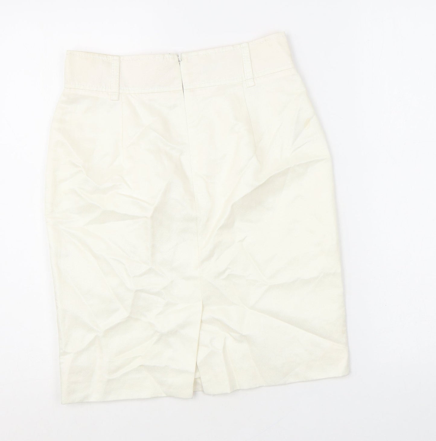 Jesire Womens White Linen Straight & Pencil Skirt Size 4 Zip