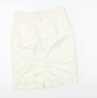 Jesire Womens White Linen Straight & Pencil Skirt Size 4 Zip