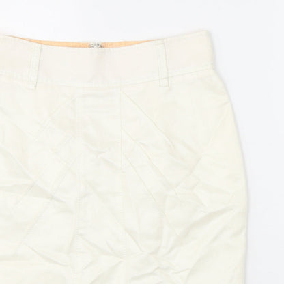 Jesire Womens White Linen Straight & Pencil Skirt Size 4 Zip