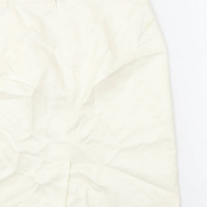 Jesire Womens White Linen Straight & Pencil Skirt Size 4 Zip