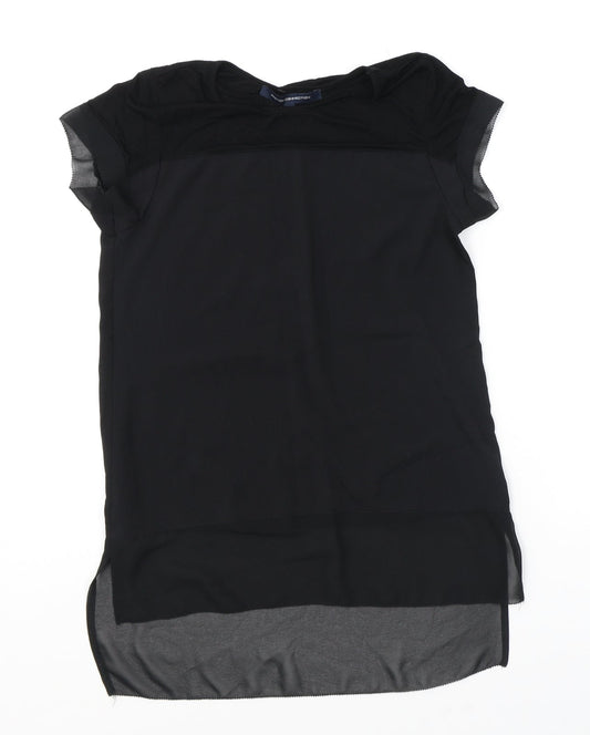 French Connection Womens Black Polyester Tunic Blouse Size XS Round Neck