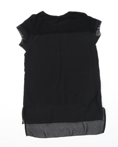 French Connection Womens Black Polyester Tunic Blouse Size XS Round Neck