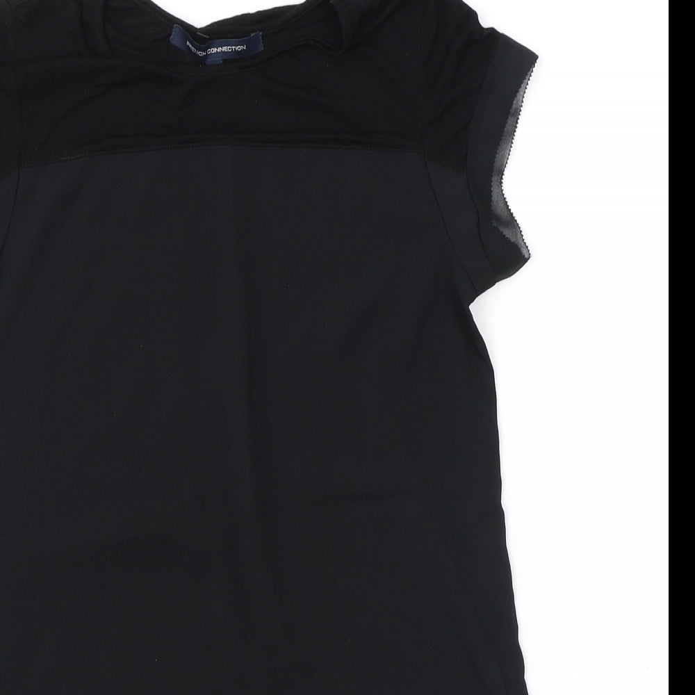 French Connection Womens Black Polyester Tunic Blouse Size XS Round Neck