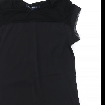 French Connection Womens Black Polyester Tunic Blouse Size XS Round Neck
