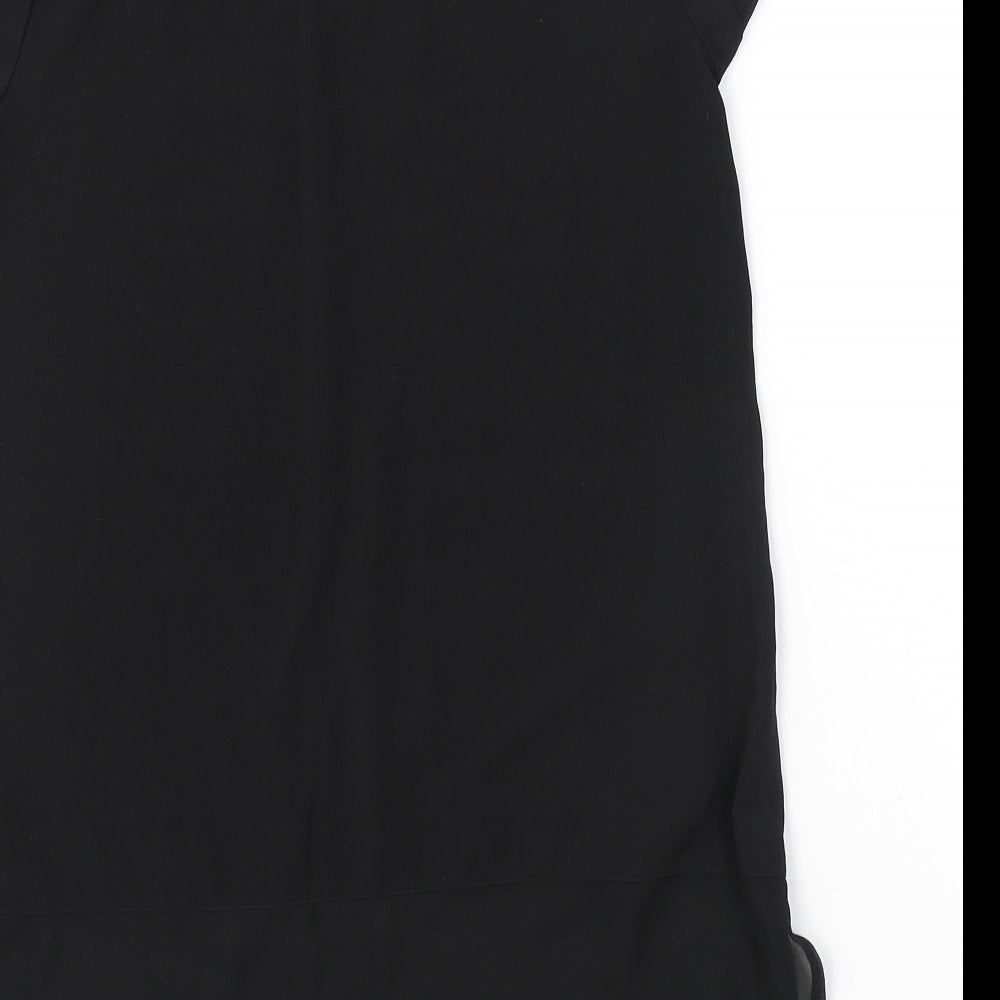 French Connection Womens Black Polyester Tunic Blouse Size XS Round Neck