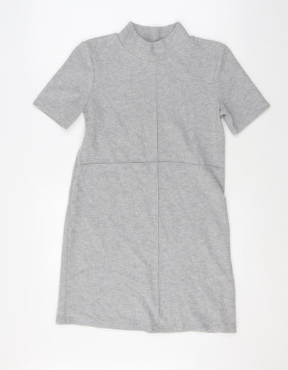 Zara Womens Grey Polyester A-Line Size S Mock Neck Pullover